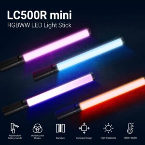Godox LC500R Mini Professional Handheld 20W RGB LED Light Stick (18"), High Color Accuracy