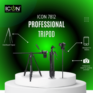ICON 7812 Professional Overhead Tripod + Monopod for Camera & Mobile