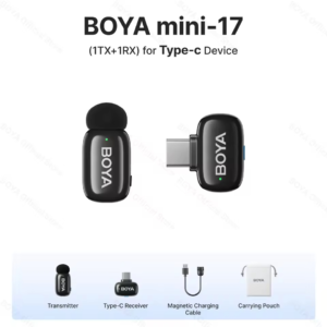 BOYA MINI 17 Wireless Microphone with Type C Connector for Mobile Devices.