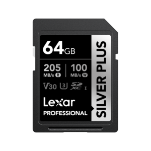 Lexar 64GB 205Mbps Professional SILVER PLUS UHS-I V30 SD Card,
