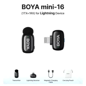BOYA MINI 16 Wireless Microphone with Lightning Connector for iPhone 14/13/12/11 etc.