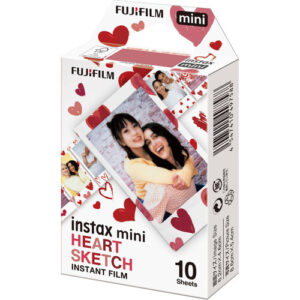 Fujifilm Instax Mini (HEART SKETCH) Instant Films 10 Sheets, for Mini Evo, Instax Mini 12,11,10,9