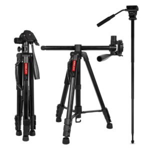Kingjoy VT-890h 1.8m Aluminum Alloy 3 in 1 Tripod with Overhead and Monopod