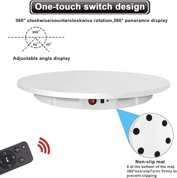 42cm 360° Electric Motorized Rotating Turntable Display Stand with Remote – 100kg Capacity, White