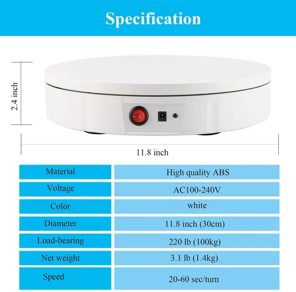 360° 30cm Motorized Rotating Display Turntable – Product Photography Table - Image 4